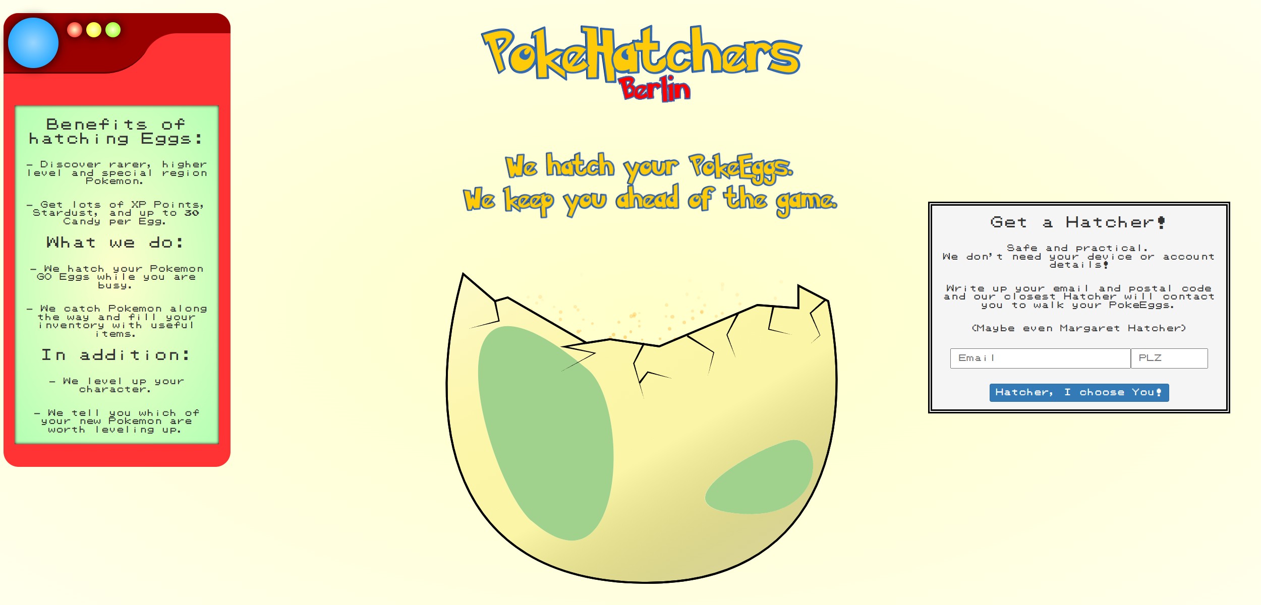 Pokehatchers booking site